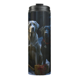 Labrador Sneeuw Slede Kerst Decoratie Thermosbeker