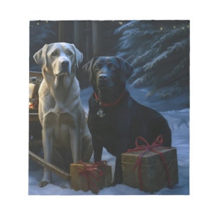 Labrador Sneeuw slee Kerst decoratie Notitieblok