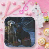 Labrador Sneeuw slee Kerst decoratie  Papieren Bordje (Feest)
