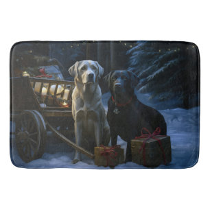Labrador Snowy Sleigh Kerst Decor Badmat