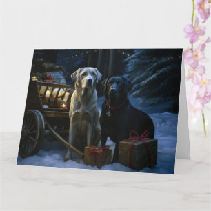 Labrador Snowy Sleigh Kerst Decor Kaart