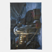 Labrador Snowy Sleigh Kerst Decor Theedoek (Verticaal)