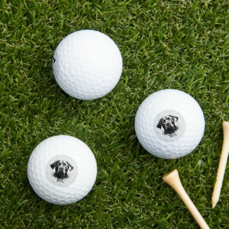 Labrador Splash Art Zwart Gepersonaliseerde Initia Golfballen