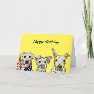 Labrador, Terrier, Pitbull Birthday Card Kaart
