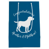 Labrador Theme - Dog Baby shower Blue Lab Medium Cadeauzakje (Achterkant)