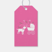 Labrador Theme Dog Baby shower Pink Lab Cadeaulabel (Voorkant)