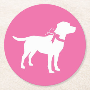 Labrador Theme Dog Baby shower Pink Lab Ronde Kartonnen Onderzetter