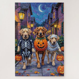 Labrador trick-or-treating in Halloween-kostuums Legpuzzel