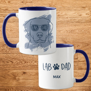 Labrador Vader Mok met Aangepaste Naam & Ijsblauwe