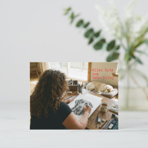 Labrador verjaardag tekening  briefkaart