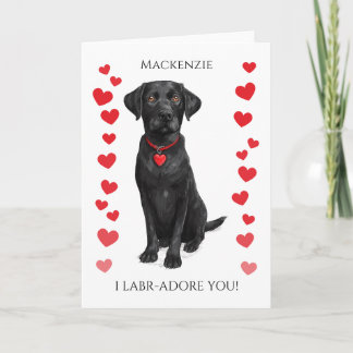 Labrador With Love Heart Adore You Personalized Kaart