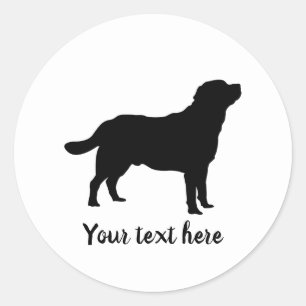 Labrador Zwart Staande Lab Silhouet & Tekst Ronde Sticker