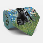 Labrador (zwart) - Zeilboten (Monet) Stropdas (Opgerold)