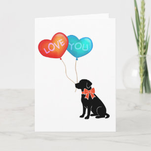 Labradorhond met I LOVE YOU-ballonnen Kaart