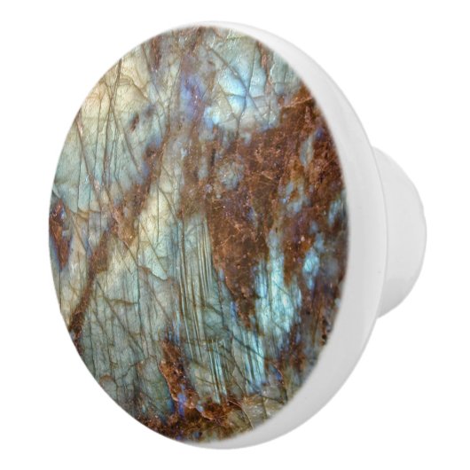 Labradorite printlade met kristalbak - Handle Keramische Knop (Rechts)