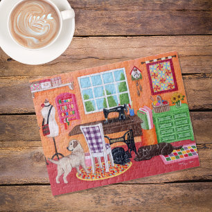 Labradors in Moeders Naaikamer Legpuzzel