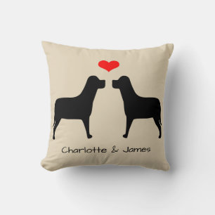 Labradors silhouet met hart gepersonaliseerd kussen