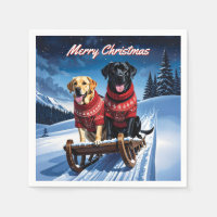 Labradors Sled Ride Christmas