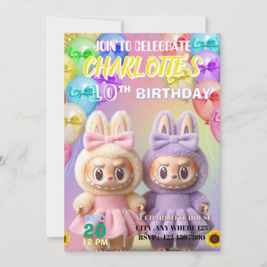 Labubu Birthday Invitation (Devant)