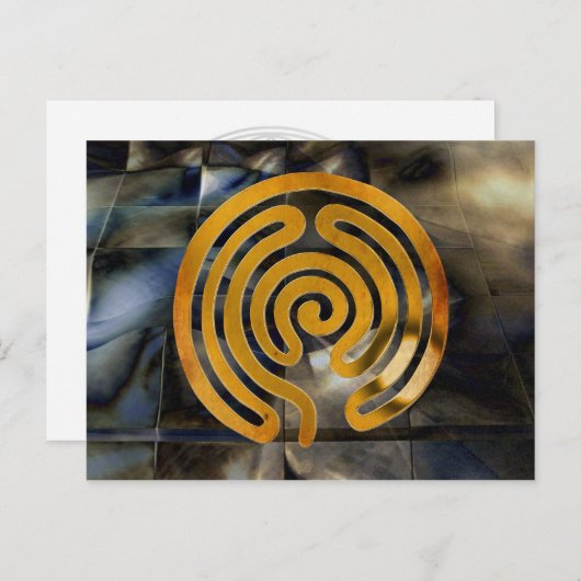 labyrint antiek goud | mozaïekrooster briefkaart (Voorkant / Achterkant)