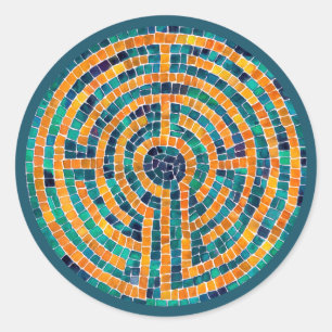 LABYRINT II Grote ronde Stickers - Groen