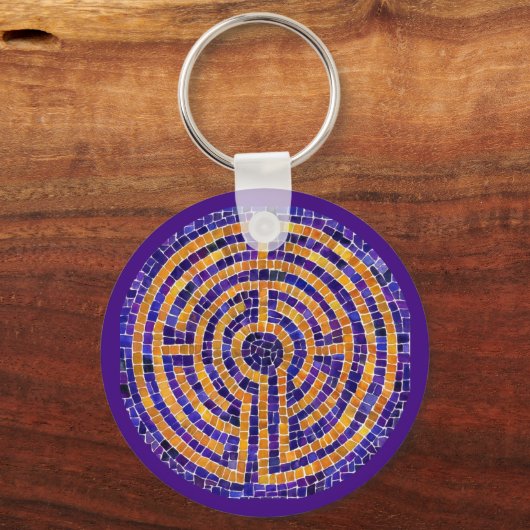 LABYRINT MOZAÏEK Metal Ronde Sleutelhanger (Achterkant)