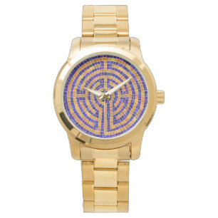 LABYRINT MOZAÏEK Overmaatse Gouden Armbandhorloge Horloge