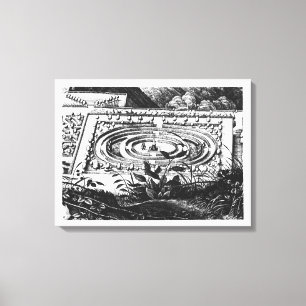 Labyrinth at Heidelberg, Hortus Palatinus (gravi) Canvas Afdruk