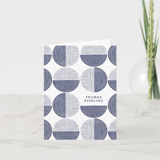 Labyrinth Cirkel Pattern Note Card - blauw Bedankkaart (Voorkant)