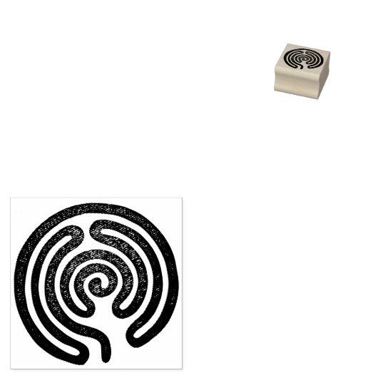 Labyrinth / doolhof - antiek metaal + uw ruggr. 	rubberstempel (Gestempeld)