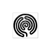 Labyrinth / doolhof - antiek metaal + uw ruggr. 	rubberstempel (Afrduk)