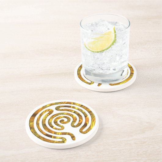 Labyrinth GOLD | Maak uw eigen achtergrond Zandsteen Onderzetter (Zijkant)