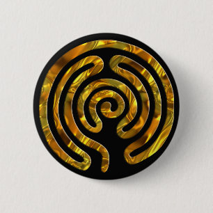 Labyrinth GOLD zwart Ronde Button 5,7 Cm