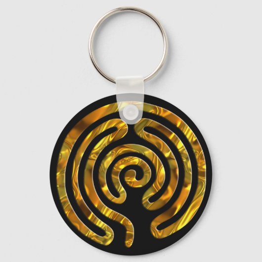 Labyrinth GOLD | zwart Sleutelhanger (Voorkant)