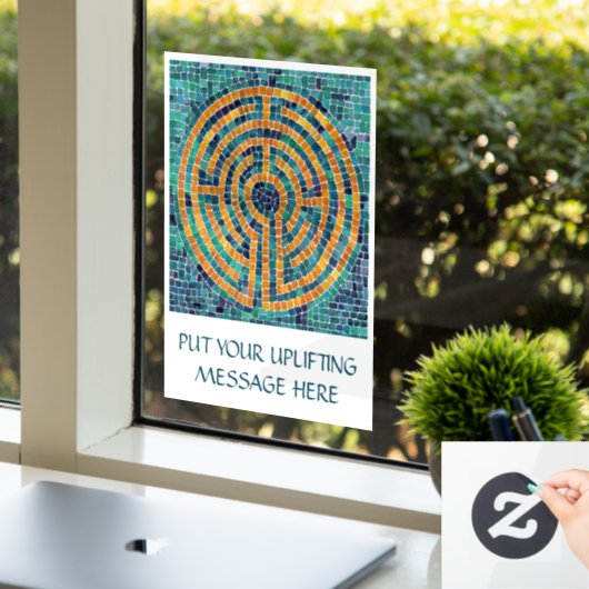 LABYRINTH II 8x11 Venster Cling +Text Raamsticker (Kantoor)