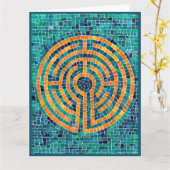 LABYRINTH II Grande carte de voeux / Vert (Fleur jaune)