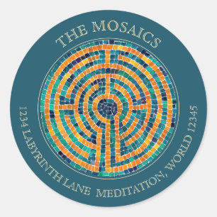 LABYRINTH II Grote groene envelopverzegeling Ronde Sticker