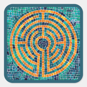 LABYRINTH II Grote Vierkante Stickers - Groen