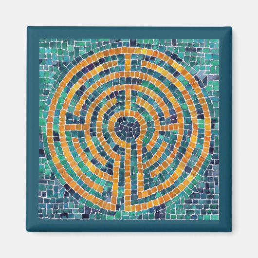 LABYRINTH II vierkante magneet - Groen (Voorkant)