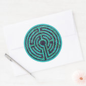 LABYRINTH III gros Stickers ronds - Turquoise (Enveloppe)