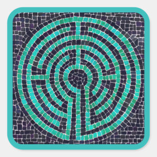 LABYRINTH III Grote Vierkante Stickers - Turquoise