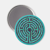 LABYRINTH III ronde magneet - Turquoise (Voorkant / Achterkant)