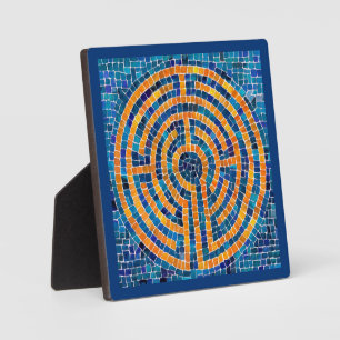 LABYRINTH IV 5.25 Vierkante Plaque met Ezel - blau Fotoplaat