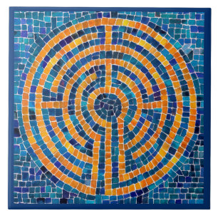 LABYRINTH IV 6x6 keramische Tegel - blauw Tegeltje
