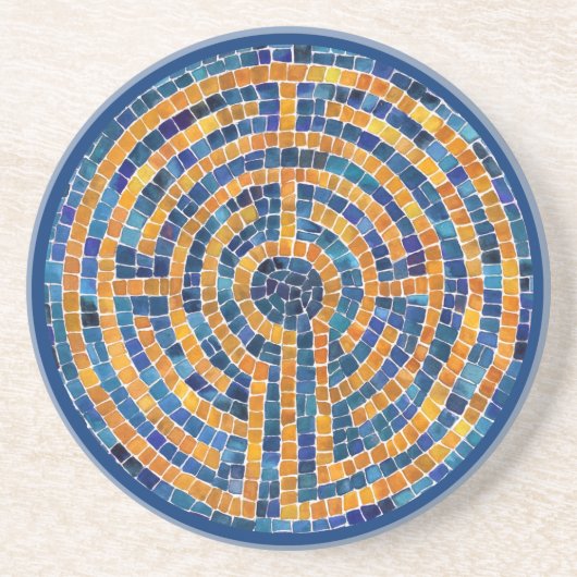 LABYRINTH IV Dessous de verre en grès - Bleu (Devant)