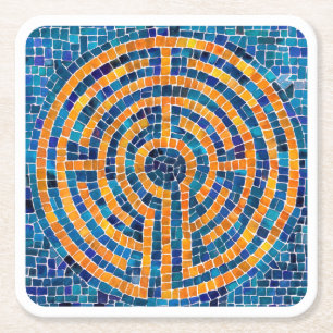 LABYRINTH IV Vierkante Papier Onderzetters - Wit