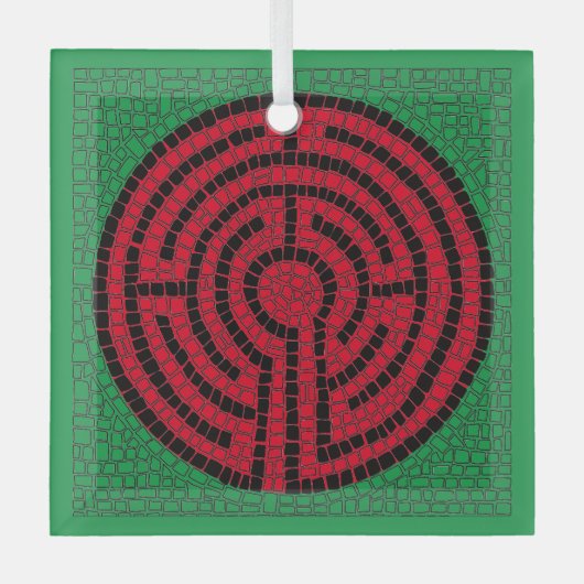 LABYRINTH IX Glazen Vierkant Ornament (Voorkant)