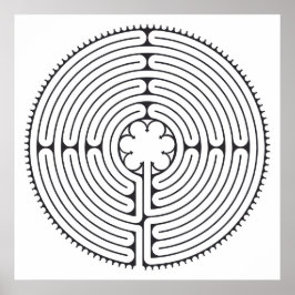 Labyrinth Kathedraal van Chartres Zwart-wit Poster