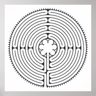 Labyrinth Kathedraal van Chartres Zwart-wit Poster