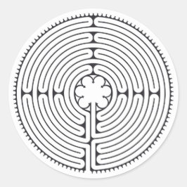 Labyrinth Kathedraal van Chartres Zwart-wit Ronde Sticker